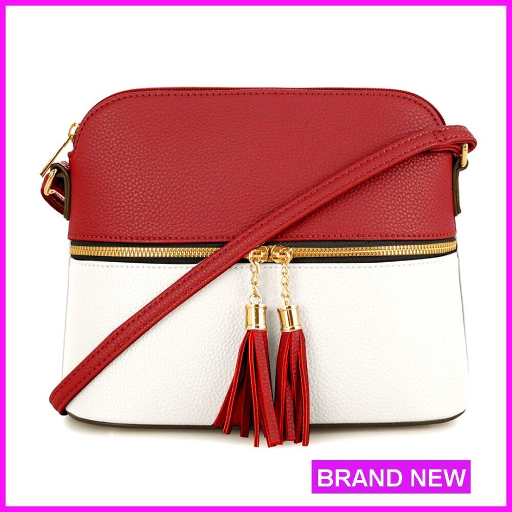 Lightweight Medium Dome Crossbody Bag With Tassel Adjustable Strap Chic